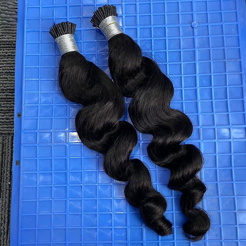Loose Wave I Tip Hair Extensions Microlink Human Hair Extensions For Black Women Brazilian Virgin Bulk Hair Bundles Pwigs