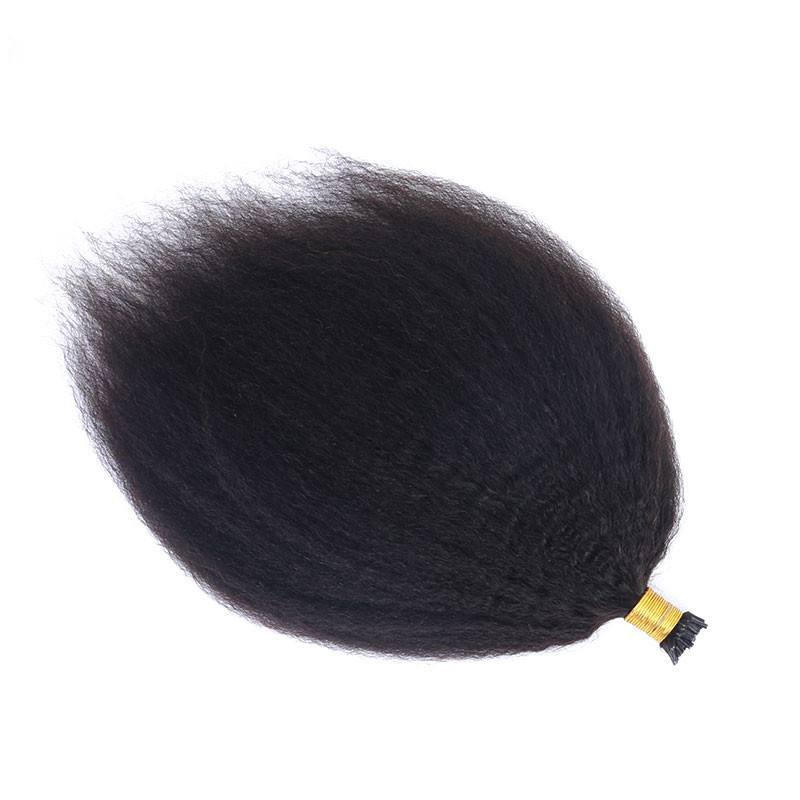 Brazilian Afro Kinky Straight I Tip Microlinks Hair Extensions Human Hair 100% Virgin Hair For Women Yaki Bulk Hair Pwigs