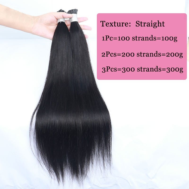 Straight I Tip Microlinks Hair Extension Human Hair Brazilian Virgin Hair Bulk I Tip Hair Extensions For Black Women Pwigs