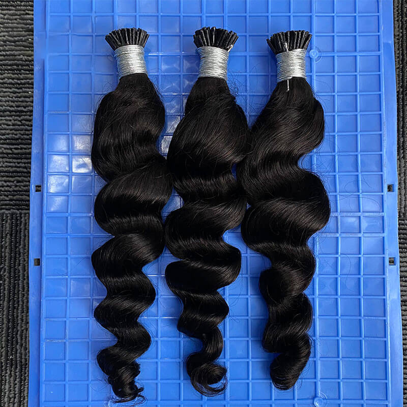 Loose Wave I Tip Hair Extensions Microlink Human Hair Extensions For Black Women Brazilian Virgin Bulk Hair Bundles Pwigs