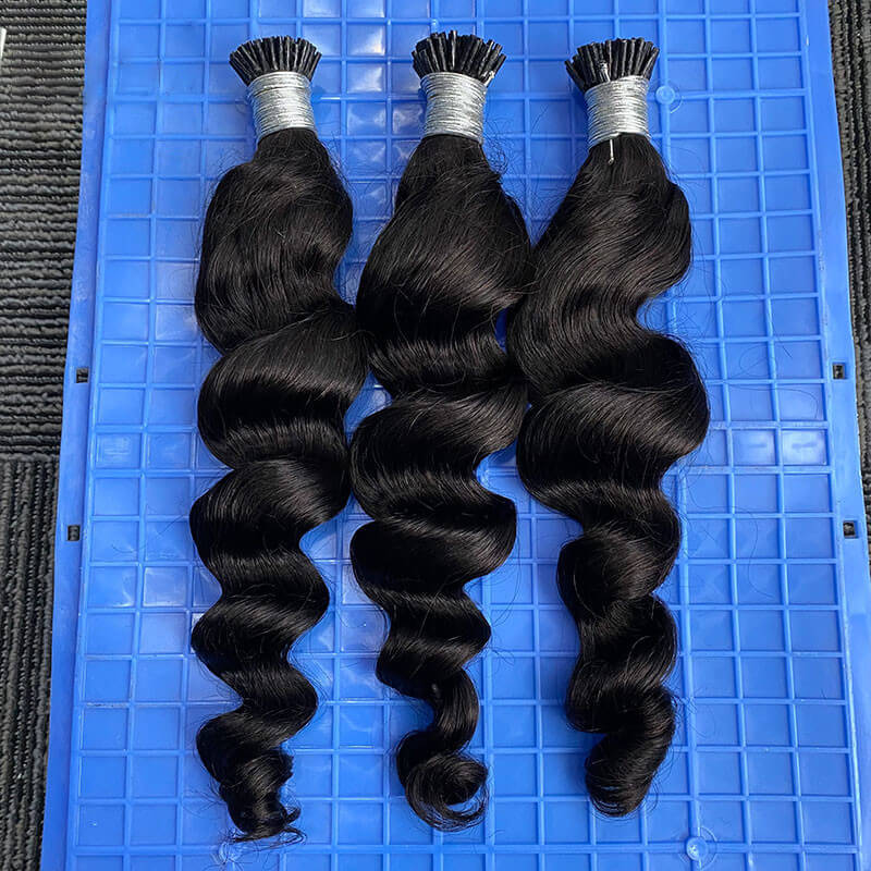 Loose Wave I Tip Hair Extensions Microlink Human Hair Extensions For Black Women Brazilian Virgin Bulk Hair Bundles Pwigs