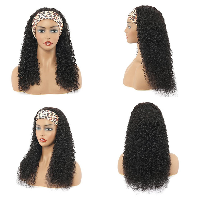 99j Headband Wig 18inch Water Wave Human Hair Headband Wigs for Black Women 10A Brazilian Red Burgundy Headband Wigs