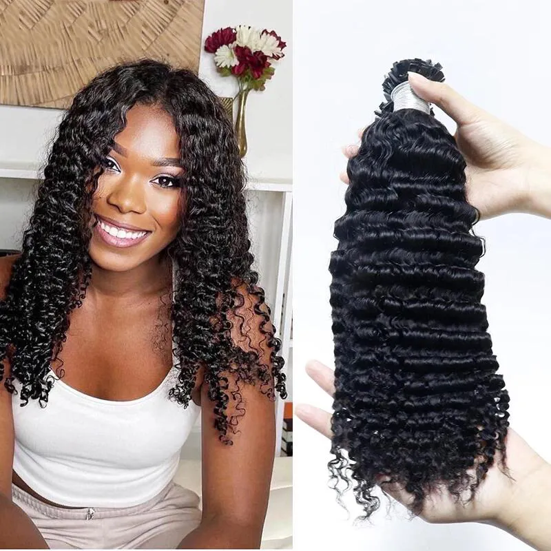 Afro Kinky Curly Flat K Tip Extensions Human Hair K Tip Hair Flat Tip Hair Extension Curly K Flat Tip Virgin Hair Keratin Flat Microlinks Hair Extensions for Black Women