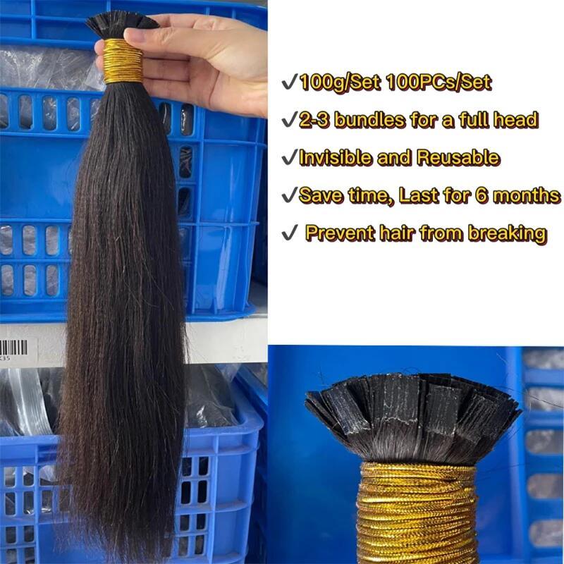 Coarse Yaki Straight Flat K Tips Microlink Hair Extensions  Yaki K Tip Human Hair Extensions 12A Virgin Hair Extensions