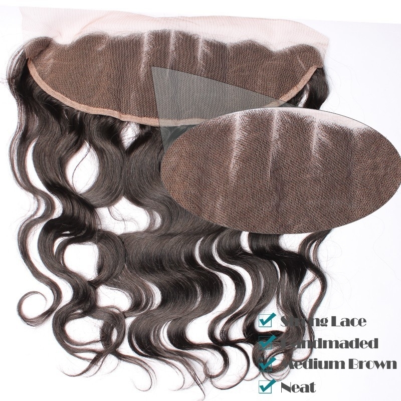Frontal Piece Weave Body Wave Peruvian Remy Hair A Lace Frontal Closure 13x4inchs Natural Color