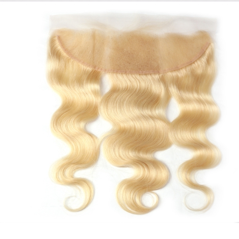 Peruvian Human Hair 613 Blonde Lace Frontal Closure Free Part Body Wave 13x4 Ear to Ear Swiss Lace Bleached Knots