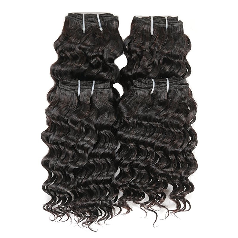 Brazilian Deep Wave Ear to Ear Lace Frontal Closure with Bundles Remy Hair