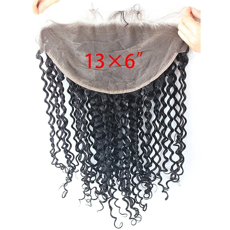 13x6 Lace Frontal Closure Deep Wave Ear to Ear Free Part 130% Density Peruvian Human Hair Full Lace Closure Bleached Knots with Baby Hair Natur