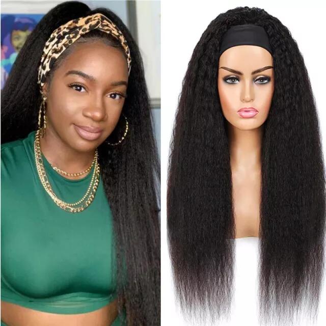 Kinky Straight Headband Wig Human Hair Brazilian Virgin Hair Headband Wigs Human Hair for Black Women
