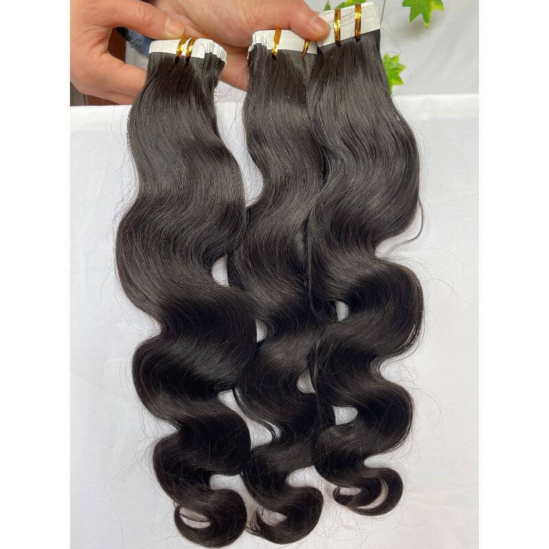 Body Wave Tape Hair Extensions Virgin Cambodian hair Tape In Hair Extension Adhesive 100% Real Human Skin Weft Human Hair Tape On Adhesive Invisible