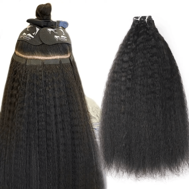 Kinky  Straight Hair Tape In Hair Extensions Brazilian Remy Tape Hair 40pcs For Black Women Skin Weft Tape Glue In Hair Extensions