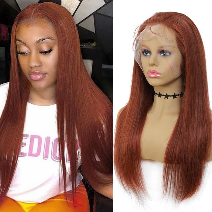 Rich Copper Red WigsColored Silky Straight Brazilian Human Hair 13X4 Lace Front Wig Pre Plucked 100% Human Hair Wigs For Women