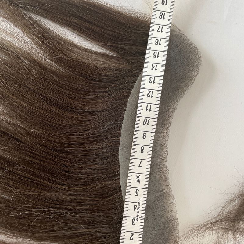 Men's V Loop Frontal Toupee PU Human Hair Hairline 100% Real Human Hair  Male Replacement  4# Brown Color