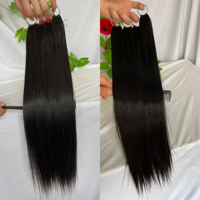 Pwigs 200pcs/Bundle Feather Line Hair Extensions 100%  Camodian Human Hair Extensions Long Straight  18-24inch Invisable Installation