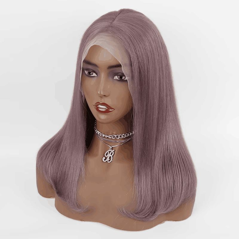 Ash Purple Straight Bob Cut Lace Wig Human Hair Wigs Brazilian Remy Pre Plucked Bob Wig Transparent Lace Wigs Glueless Colored Wigs