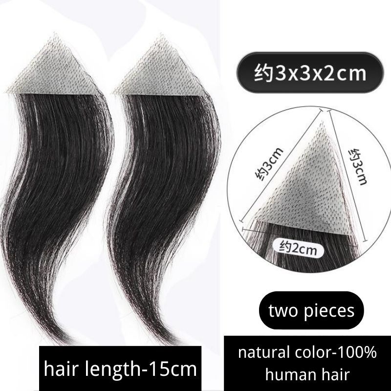 Men's V Loop Frontal Toupee Men's PU Human Hair Hairline 100% Real Human Hair Forehead Hair Patch Hairpiece Sideburns Toupee Men Invisible Seamless Ultra Thin Skin PU Men's Hair System 1B Color