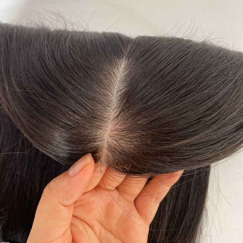 Natural Black Silk Base Human Hair Topper With Clips In Silk Top Virgin European Hair Toupee for Women Hairpiece 13X15cm Silk Base Closure Toupee for Woman