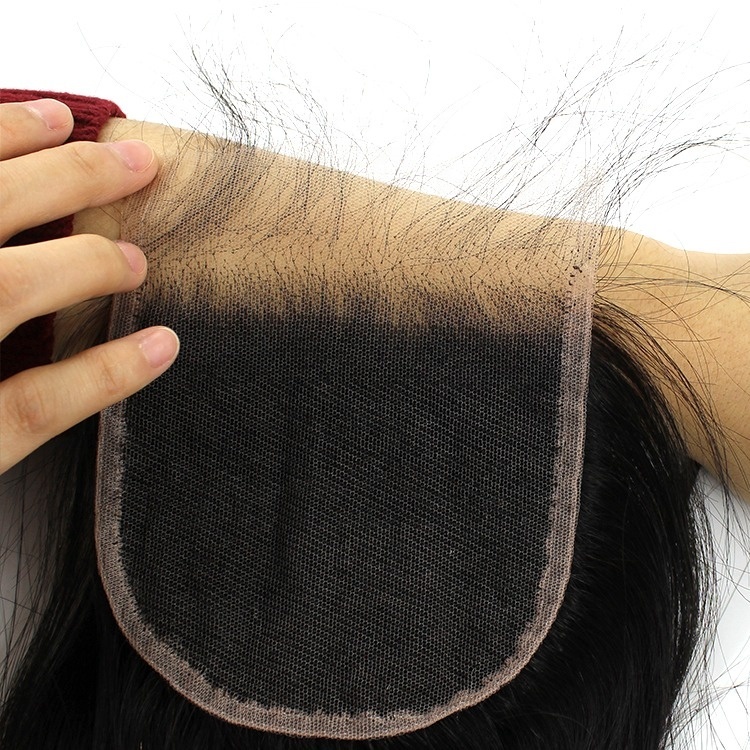 Benita Hair Free Part 4*4 Swiss Lace Closure Bleach Knots Deep Wave Hair Natural Color Lace Closure