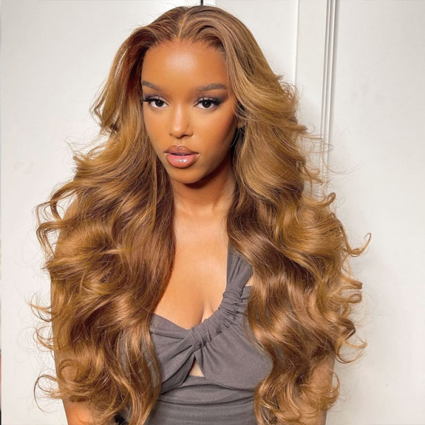 Benita  Ash Brown ( #8) Color Straight and Body Wave Vrigin Human Hair Transparent Lace Front Wig 180% 200% Density