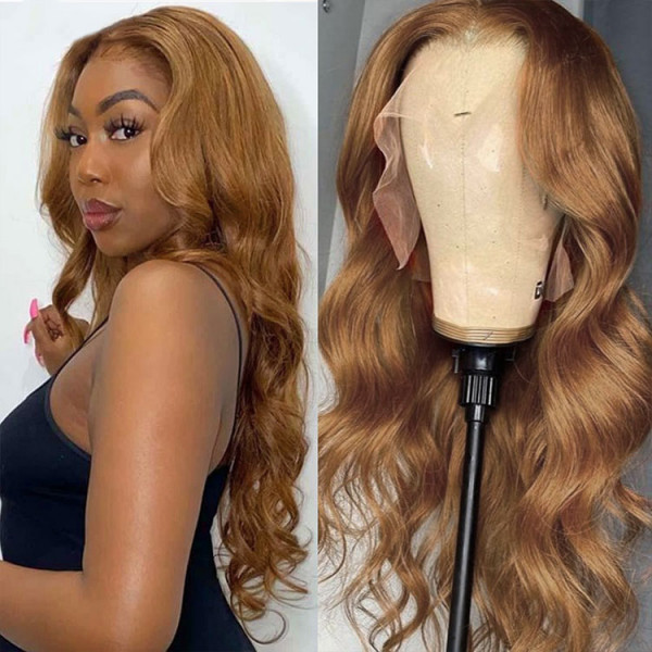 Benita  Ash Brown ( #8) Color Straight and Body Wave Vrigin Human Hair Transparent Lace Front Wig 180% 200% Density