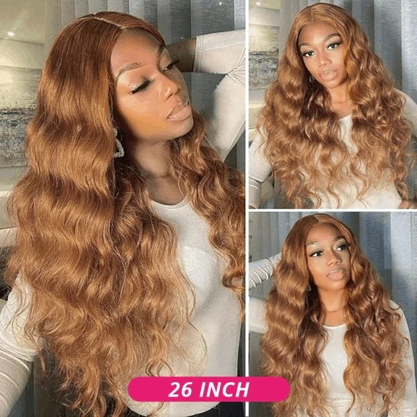 Benita Hair Ginger Brown Color #30 Quality Virgin Human Hair 13x4 13x6 Transparent Lace Front Hair Wig 180% 200% 250% Density