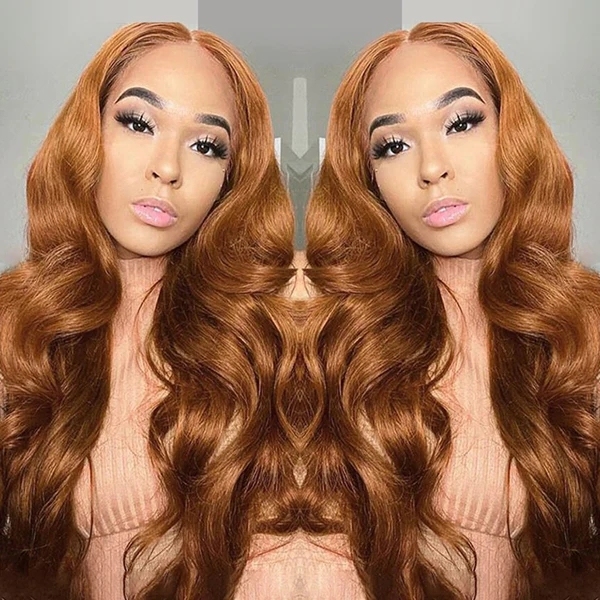 Benita Hair Ginger Brown Color #30 Quality Virgin Human Hair 13x4 13x6 Transparent Lace Front Hair Wig 180% 200% 250% Density