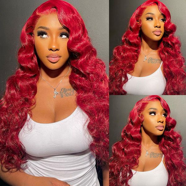 Benita Hair Red Color 13x4 13x6 Transparent Color Lace Front Wig Of Straight hair and Body Wave in 180% 200% 250% High Density