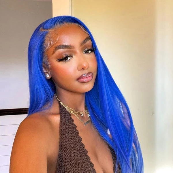 Benita Hair Blue Color 13x4 13x6 Transparent Color Lace Front Wig Of Straight hair and Body Wave in 180% 200% 250% High Density
