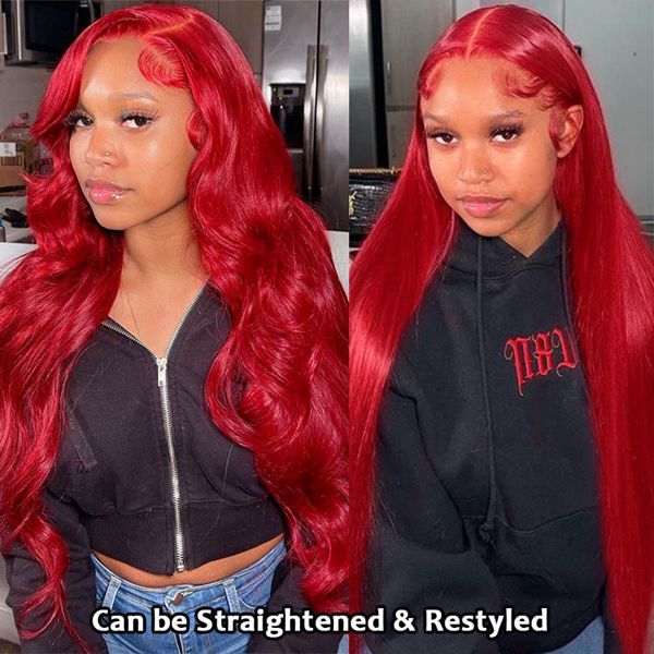 Benita Hair Red Color 13x4 13x6 Transparent Color Lace Front Wig Of Straight hair and Body Wave in 180% 200% 250% High Density
