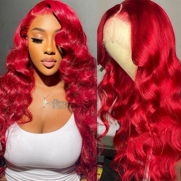 Benita Hair Red Color 13x4 13x6 Transparent Color Lace Front Wig Of Straight hair and Body Wave in 180% 200% 250% High Density