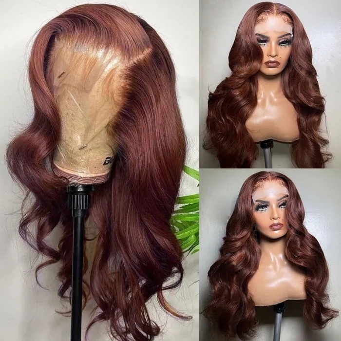 Benita Hair High Density Reddish Brown Color Soft Transparent Color Lace Front Wig For Straight and Wave Hair 180% 200% 250% Density