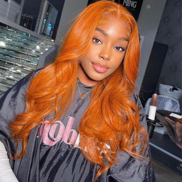 Benita Hair Quality Virgin Human Hair Gluless 13x4 13x6 Transparent Lace Front Wig Ginger Color For Straight and Body Wave Hair in180% 200% 250% Density