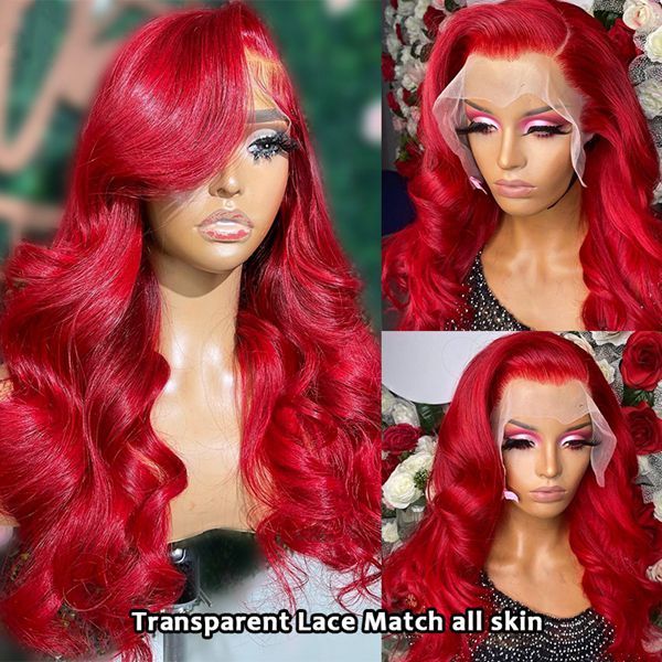 Benita Hair Red Color 13x4 13x6 Transparent Color Lace Front Wig Of Straight hair and Body Wave in 180% 200% 250% High Density