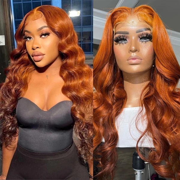 Benita Hair Quality Virgin Human Hair Gluless 13x4 13x6 Transparent Lace Front Wig Ginger Color For Straight and Body Wave Hair in180% 200% 250% Density