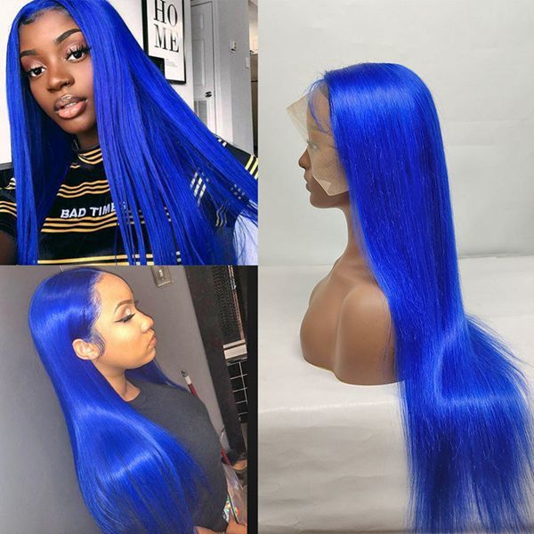 Benita Hair Blue Color 13x4 13x6 Transparent Color Lace Front Wig Of Straight hair and Body Wave in 180% 200% 250% High Density