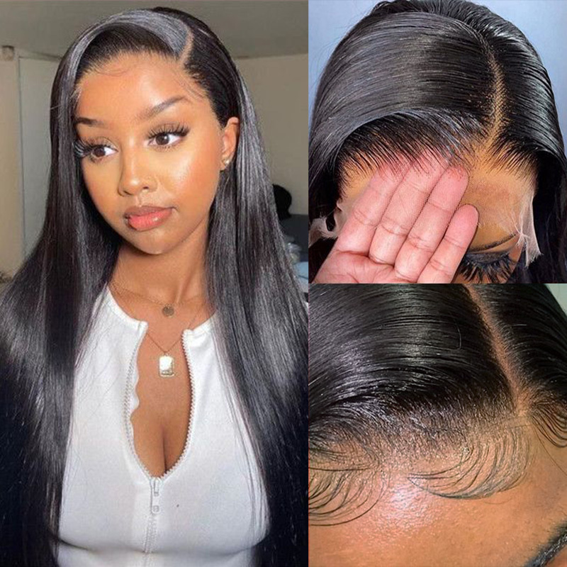 Benita Custom Layered Edge Verisimilar Hairline Full Lace Front 13x4 Human Hair Straight HD Clear Lace Front Wig 180% / 200% / 250% Density