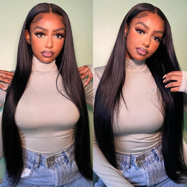 Benita Hair 13x6 Full Lace Front Human Hair Wigs Virgin Human Hair Straight Preplucked Transparent Lace and HD Clear Lace Front Wig 150% 180% 200% 250% Density