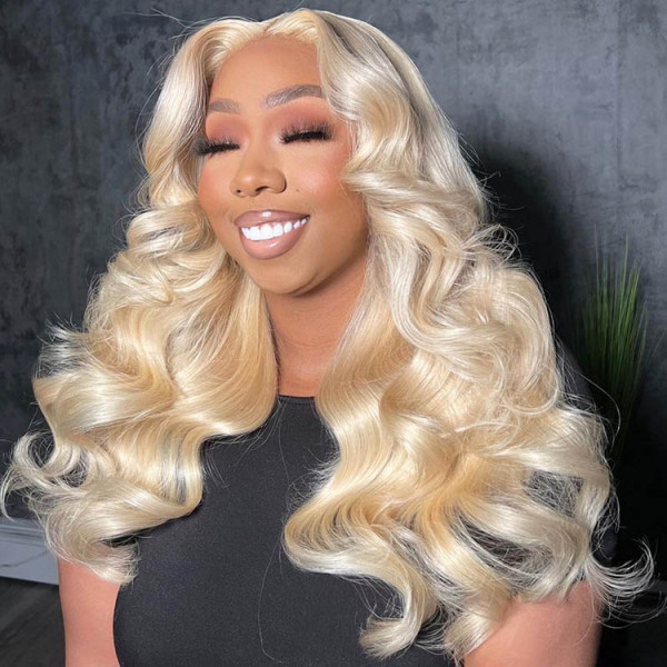 Benita Hair Blonde 613# Color 13x4 13x6 Transparent Lace Frontal Wig Of Straight hair and Body Wave in 180% 200% 250% High Density