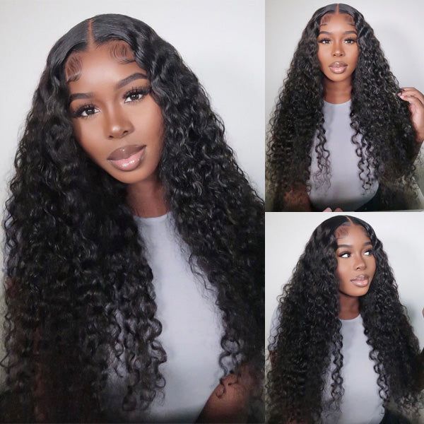 Benita VIrgin Human Hair Luxury Water Wave Free Part Glueless 13x6 Full Lace Frontal Human Hair Wigs 150% 180% 200% 250% Density