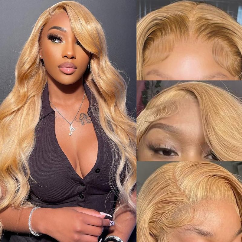 Benita  Honey Blonde (#27) 13x4 / 13x6 Virgin Human Hair Transparent Lace Frontal Wig Straight / Body Wave 180% 200% 250% Density