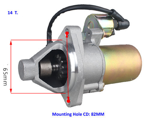 100% Copper Winding Electric Start Motor W/.14 Teeth 65mm Head Dia. Fits For 5KW-8KW Small Gasoline Brush Generator Set
