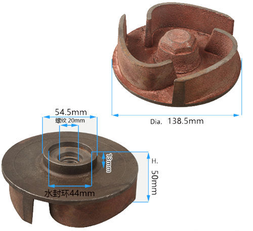M20 Iron Impeller Fits For 188F 190F GX390 GX420 Type Gas Engine Powered 4In. Aluminum Water Pump W/.20mm Thread Shaft