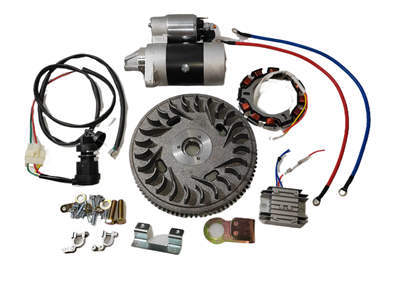 Electric Start Rebuild Kit( With New Flywheel, Stater,Regulator,Switch, Bolts)Fits For Model 170F 173F L40 L48 4HP 5HP 211CC 247CC Small Air Cooled Diesel Engine