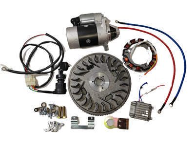 Electric Start Rebuild Kit( With New Flywheel, Stater,Regulator,Switch, Bolts)Fits For Model 170F 173F L40 L48 4HP 5HP 211CC 247CC Small Air Cooled Diesel Engine