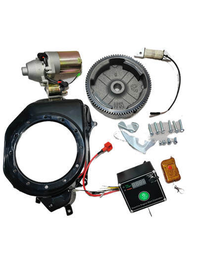 New Model Manual to Electric Start Conversion Kit Fits GX120 GX140 GX160 GX200 168F 170F Clone 208CC 212CC 223CC Gasoline Engine With Remote Start Controller Box and Built-In Lithium Battery
