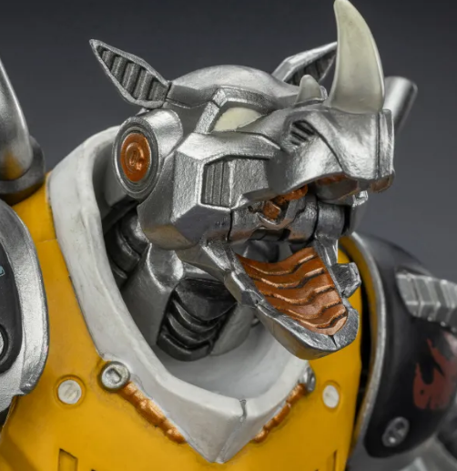 The open mouth of Joytoy TMNT Mighty Rocksteady.