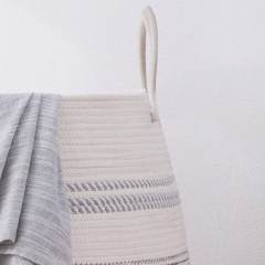 SIXDOVE Cotton Laundry Hamper Woven Rope Large & 25.6" Height Tall Storage Laundry Basket