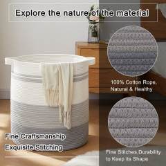 SIXDOVE Cotton Laundry Basket Woven Rope Laundry Hamper Large & 20"×16" Height Storage Laundry Basket