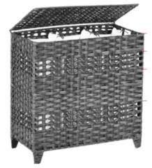 CHERISHGARD Laundry Hamper 135L Handwoven Rattan Laundry Basket with Lid & Heightened Feet 3 Removable Liner Bags 26x13x26 Inches