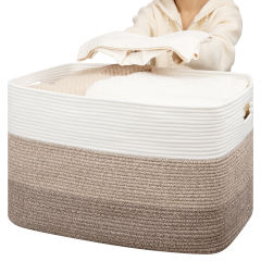 CHERISHGARD 110L Large Rectangle Storage Basket,Woven Basket For Laundry, Nursery, Bedroom,25.2"L x 17.32"W x 15.75"H